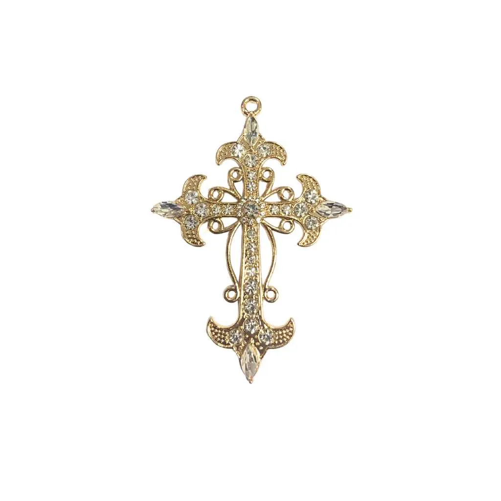 Pingente Crucifixo 72x52mm com Strass Cristal 1 unidade