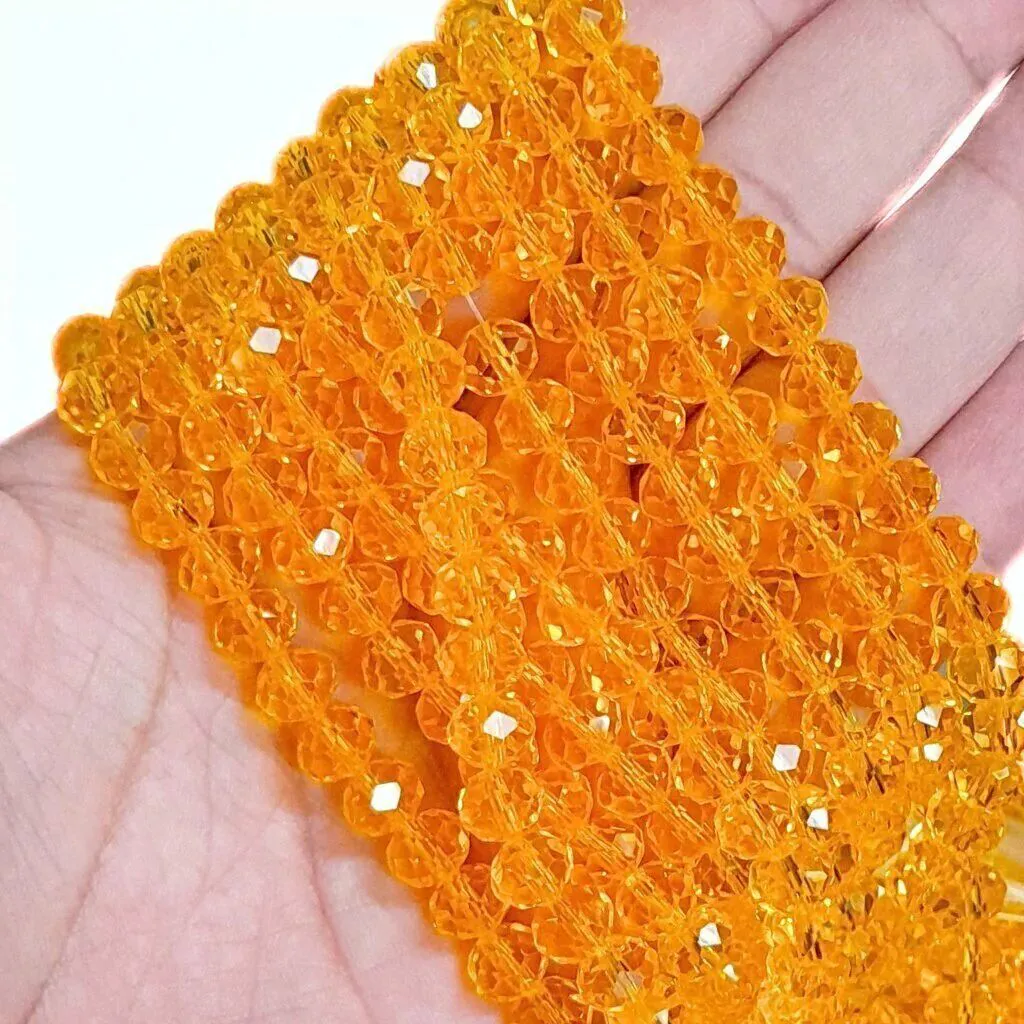 Fio de Cristal Rondela 8mm Transparente Passante 1 fio