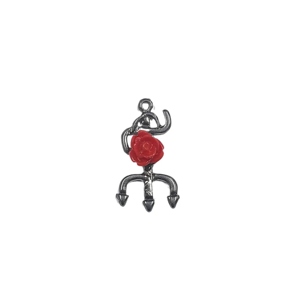 Tridente Pomba Gira com Flor de Resina M5 1 unidade