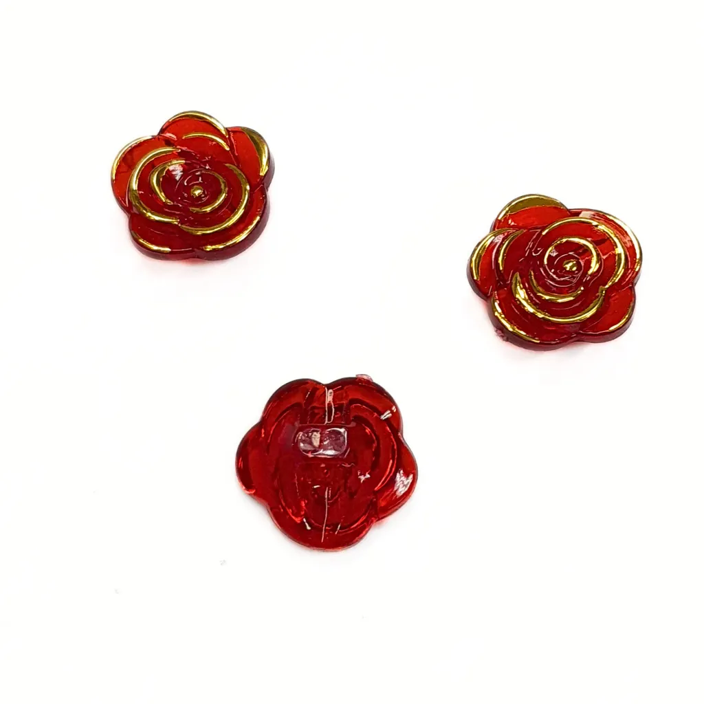 Rosa Acrílica 20mm Transparente Com Furo Cores 3 unidades