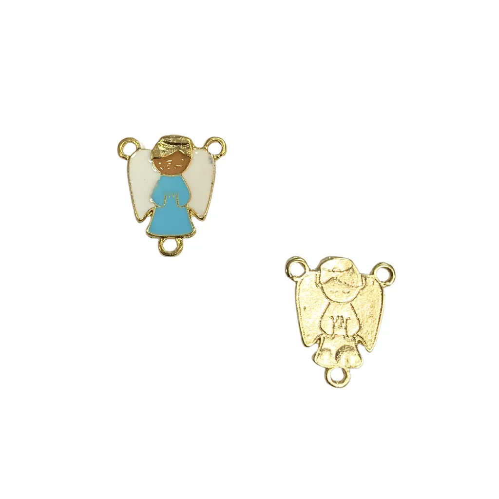 Entremeio para Terço Anjo da Guarda 22x19mm Metalizado e Resinado 1 unidade