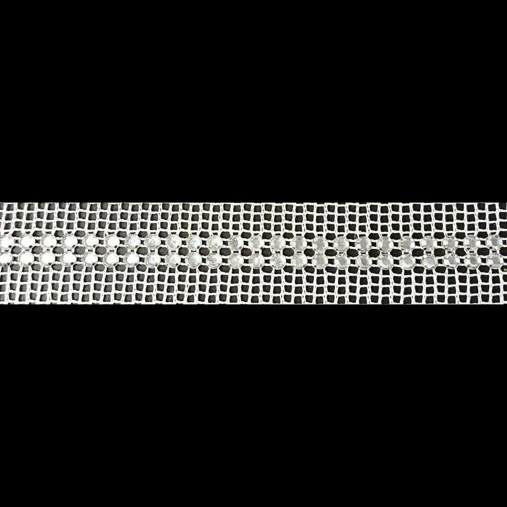 Galão Passamanaria 3,5cm Tela 2 Linhas Strass 9 metros